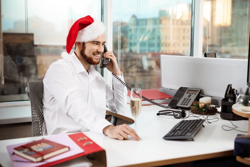 Businessman working on Christmas